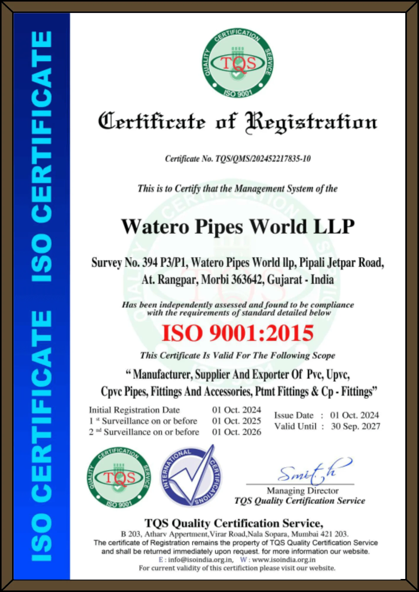 watero-pipes-iso-9001-2015